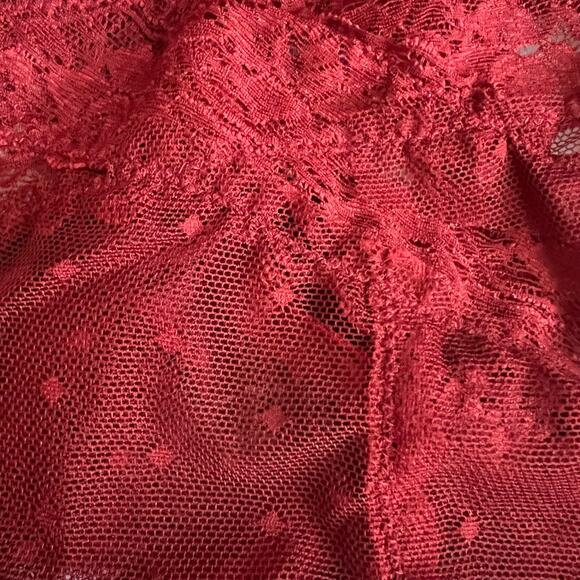 Frederick’s of Hollywood Deep Red Alexia Love Mesh Teddy, M - Picture 9 of 12